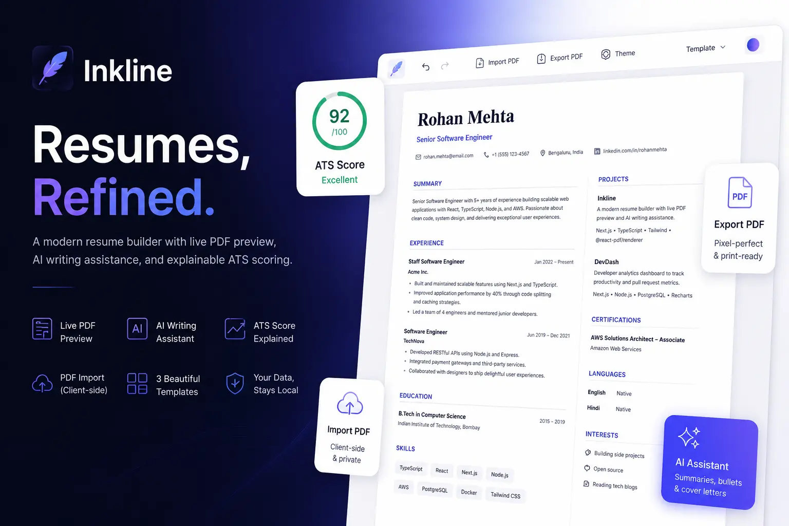 Inkline — Resumes, Refined project cover